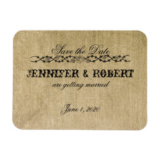 Westerne Burlap Bruiloft Save the Date Magneet