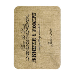 Westerne Burlap Bruiloft Save the Date Magneet