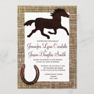 Westerne Burlap Cowboy Horse Hoefijzer Wedding Kaart