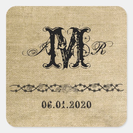Westerne burlap monogram Sticker (Voorkant)