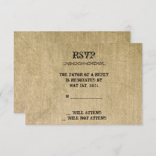 Westerne Burlap Response Kaart (Voorkant / Achterkant)