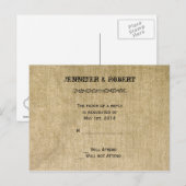 Westerne Burlap Wedding RSVP Uitnodiging Briefkaart (Voorkant / Achterkant)