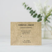 Westerne Burlap Wedding RSVP Uitnodiging Briefkaart (Staand voorkant)