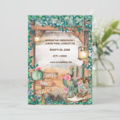 Westerne cactus cowboylaarzen waterverf verlichtin kaart (Staand voorkant)