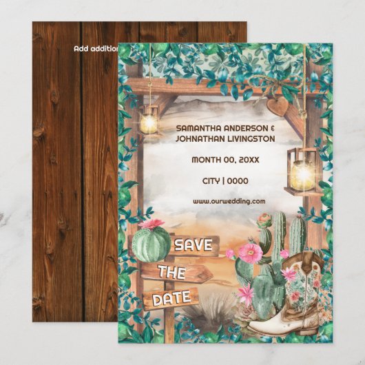 Westerne cactus cowboylaarzen waterverf verlichtin kaart