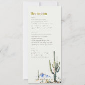 Westerne Cactus Desert Landscape Bruiloft Menu Kaa Kaart (Voorkant)