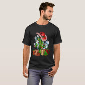 Westerne Cactus met Cowboy Pet Vrolijke Kerstboom T-shirt (Voorkant volledig)