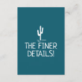Westerne Cactus Modern Boho West Bruiloft Details Informatiekaartje (Achterkant)