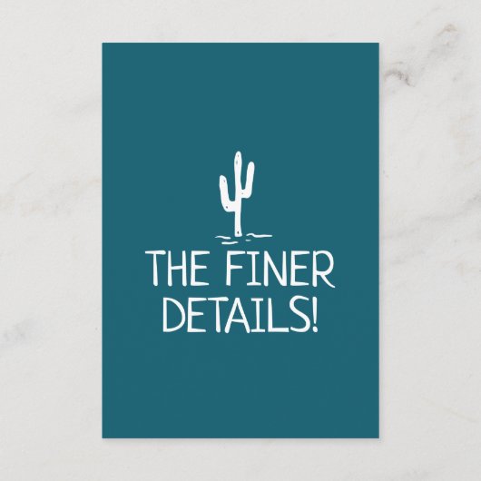 Westerne Cactus Modern Boho West Bruiloft Details Informatiekaartje (Achterkant)