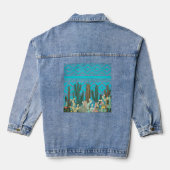 Westerne cactus tuin met tribal motief denim jacket (Achterkant)