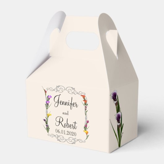Westerne Calla Lily Posh Bruiloft Favor Box Bedankdoosjes (Voorkant Zijde)