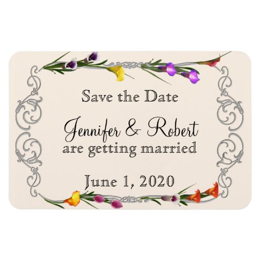 Westerne Calla Lily Posh Bruiloft Save the Date Magneet (Horizontaal)