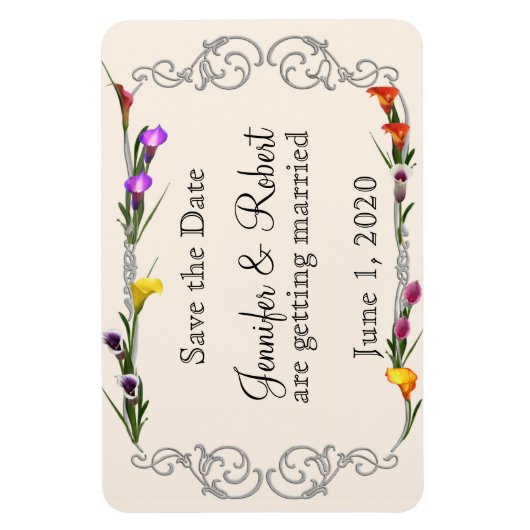 Westerne Calla Lily Posh Bruiloft Save the Date Magneet (Verticaal)