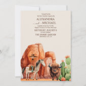 Westerne Canyon Desert Cactus Wedding Kaart (Voorkant)