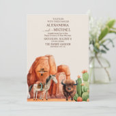 Westerne Canyon Desert Cactus Wedding Kaart (Staand voorkant)