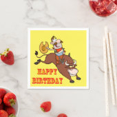 Westerne Cartoon Napkins Cowboy Bull Riding Servet (Insitu)