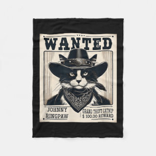 Westerne Cat Cowboy Mugshot gezocht Fleece Deken