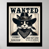 Westerne Cat Cowboy Mugshot gezocht Poster (Voorkant)