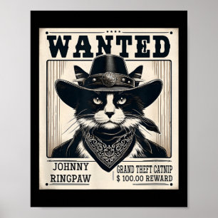 Westerne Cat Cowboy Mugshot gezocht Poster