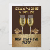 Westerne Champagne en Spurs Oudejaarsfeest Kaart (Voorkant)