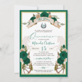 Westerne Charro Emerald Green Rozen Quinceanera Kaart (Voorkant)
