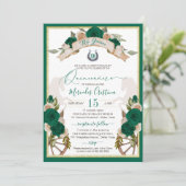Westerne Charro Emerald Green Rozen Quinceanera Kaart (Staand voorkant)
