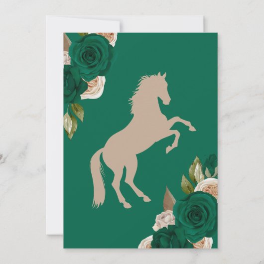 Westerne Charro Emerald Green Rozen Quinceanera Kaart (Achterkant)