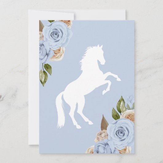 Westerne Charro Powder Light Blue Horse Quinceaner Kaart (Achterkant)