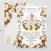 Westerne Charro Prinses Ivoor & Goud Quinceañera Kaart (Voorkant / Achterkant)