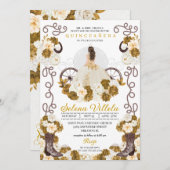 Westerne Charro Prinses Ivoor & Goud Quinceañera Kaart (Voorkant / Achterkant)