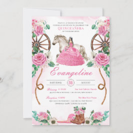 Westerne charro Quinceanera met betoverende roze r Kaart