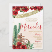 Westerne Charro Quinceanera van de rode rozenrog Kaart (Voorkant)