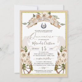Westerne charro Quinceanera voor Cream White Roses Kaart