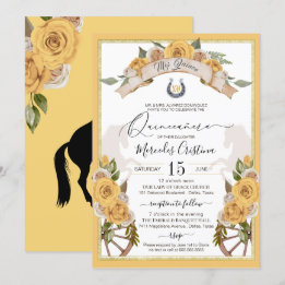 Westerne Charro Yellow Roses Quinceanera uitnodigi Kaart