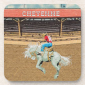 Westerne Cheyenne Rodeo Cowboy Saddle Bronc Riding Bier Onderzetter (Voorkant)