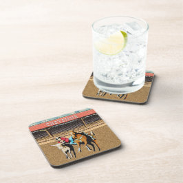 Westerne Cheyenne Rodeo Cowboy Steer Wrestling Bier Onderzetter