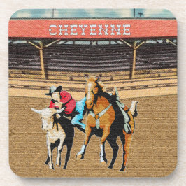 Westerne Cheyenne Rodeo Cowboy Steer Wrestling Bier Onderzetter