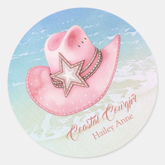 Westerne Chic Coastal Cowgirl Pet Sticker (Voorkant)