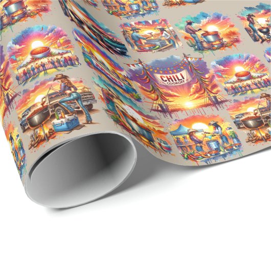 Westerne Chili Cookoff Scenes 1 Cadeaupapier (Rol Hoek)
