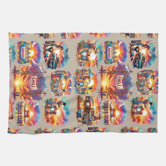 Westerne Chili Cookoff Scenes 1 Theedoek (Horizontaal)