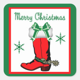 Westerne Christmas Cowboy Boot Stickers