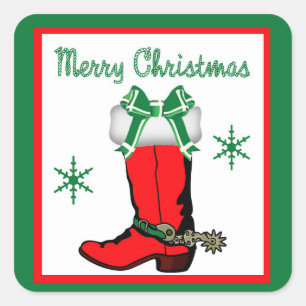 Westerne Christmas Cowboy Boot Stickers