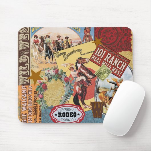  westerne collage mousepad muismat (Met muis)