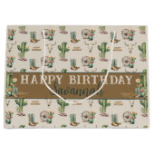 Westerne Country Cactus Laarzen Naam Happy Birthda Groot Cadeauzakje (Voorkant)
