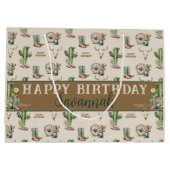 Westerne Country Cactus Laarzen Naam Happy Birthda Groot Cadeauzakje (Achterkant)