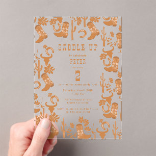 Westerne Country Cowboy Boots Zadelen Verjaardag O Acryl Uitnodigingen