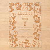 Westerne Country Cowboy Boots Zadelen Verjaardag O Acryl Uitnodigingen (Voorkant)