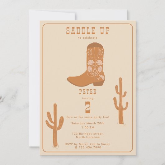 Westerne Country Cowboy Boots Zadelen Verjaardag O Kaart (Voorkant)