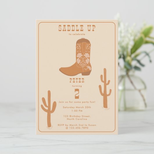 Westerne Country Cowboy Boots Zadelen Verjaardag O Kaart (Staand voorkant)