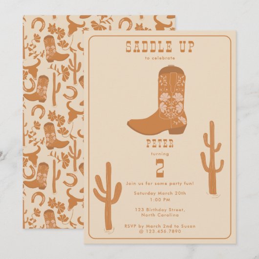 Westerne Country Cowboy Boots Zadelen Verjaardag O Kaart (Voorkant / Achterkant)